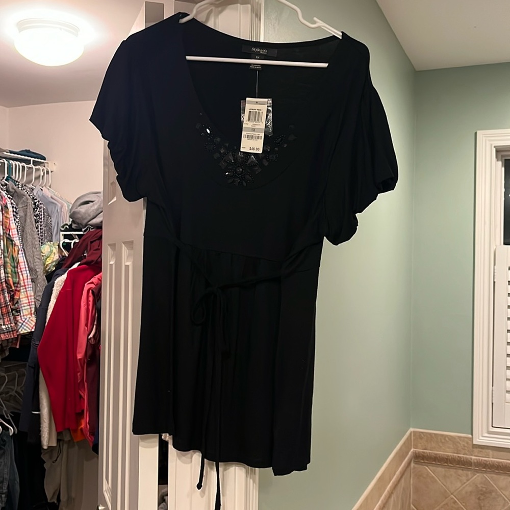 Style & Co black top with embellished collar